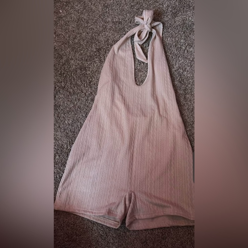 Chic Pink Textured Halter Dress